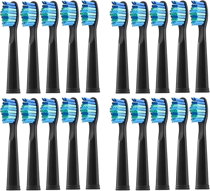 Replacement Electric Toothbrush Head Bristle Brush Refill Compatible with Fairywill FW-D1/FW-D3/FW-D7 Toothbrush Refills(20 PCS BK)