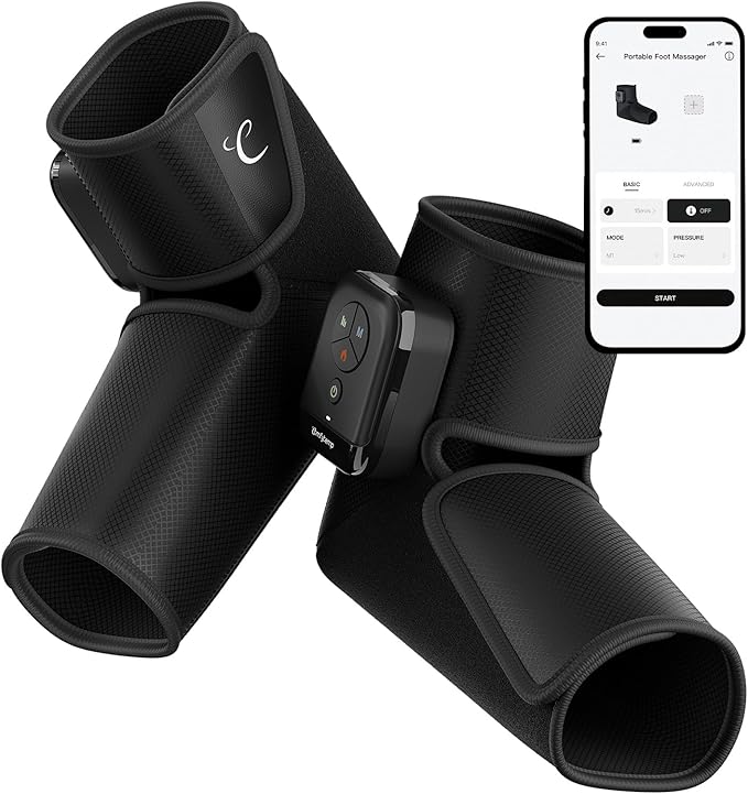 Comfytemp Air Compression Therapy Device K1007 Portable Foot Massager with Heat Cordless Ankle Massage Boot for Pain Relief and Circulation Ideal for Men Women Seniors (Fit Size 6 to 10)