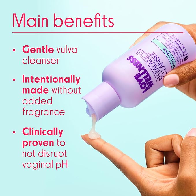 Love Wellness pH Balancing Cleanser &amp pH Balancing Wipes | Her Essentials Duo | On The Go Support for Her | Cleanser for Balanced pH Intimate Health &amp Hygiene