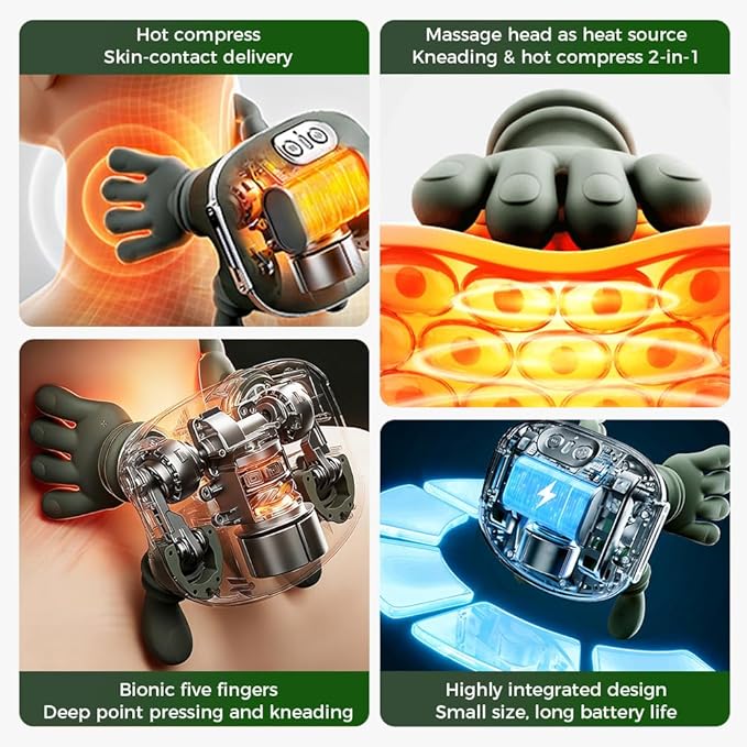 Neck Massager Shoulder Massager with Heat Shiatsu 4D KneadingElectric Neck and Back Massager for Relief(Green 1 Set)