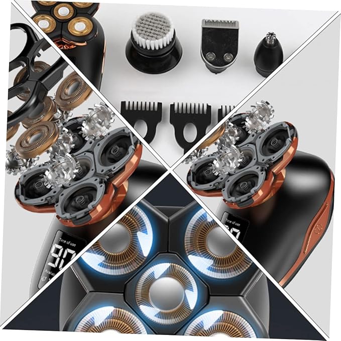 1pc Five-headed Rechargeable Shaver Self-service for Men Material Design Boyfriend Dad Husband Black