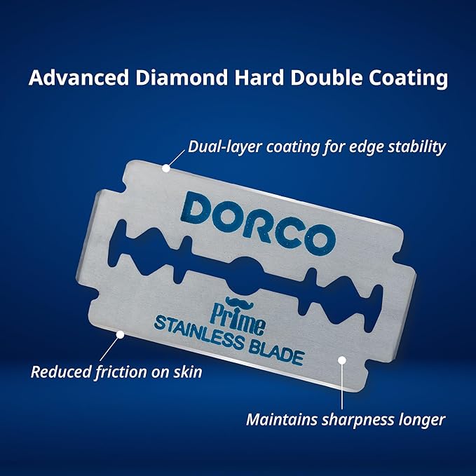 Dorco STP301 Prime Platinum Extra Double Edge Razor Blades 200 Count Premium Stainless Steel Shaving Blades Super Sharp for Smooth Precise Shave Stocking Stuffers