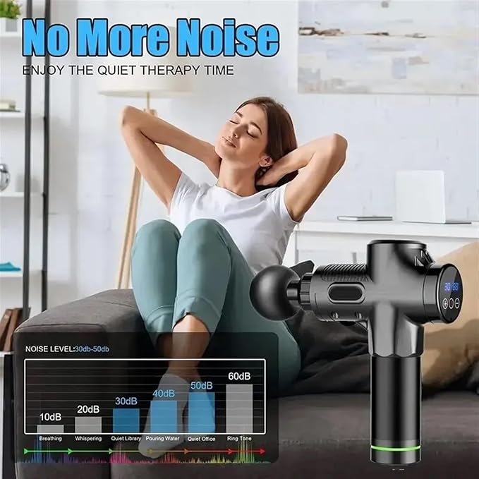 Fascial Massage Gun Automatic Waist and Back Massager High-Frequency Vibration Muscle Relaxation Automatic Shoulder Massage Gun(30 Gear-Black-C)