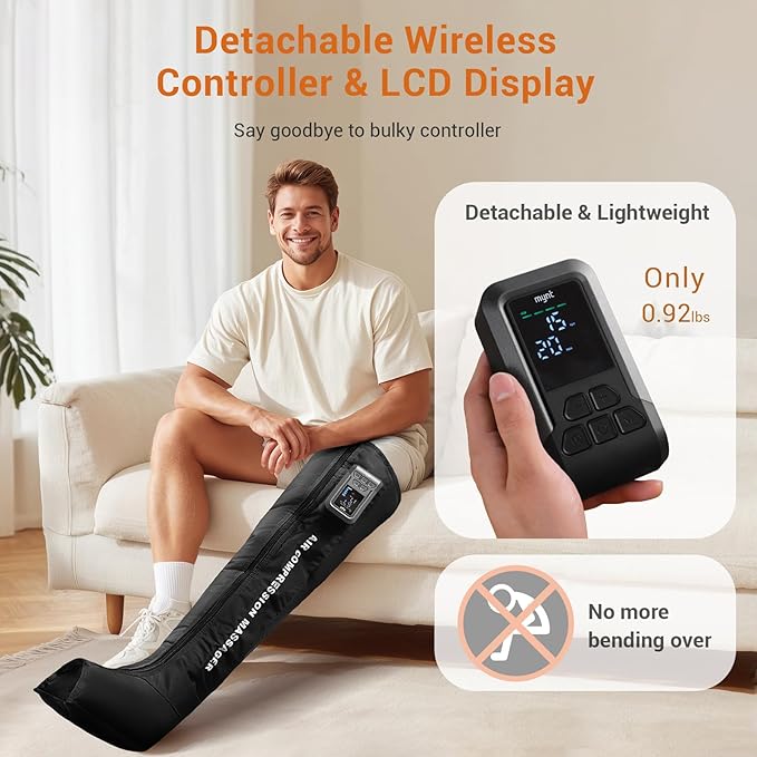 Mynt Full Leg Air Compression Massager Sequential Cordless Compress Therapy Machine for Circulation Pain Relief Rechargeable Leg Massage Recovery System with Multiple Modes &amp Intensities for Ath