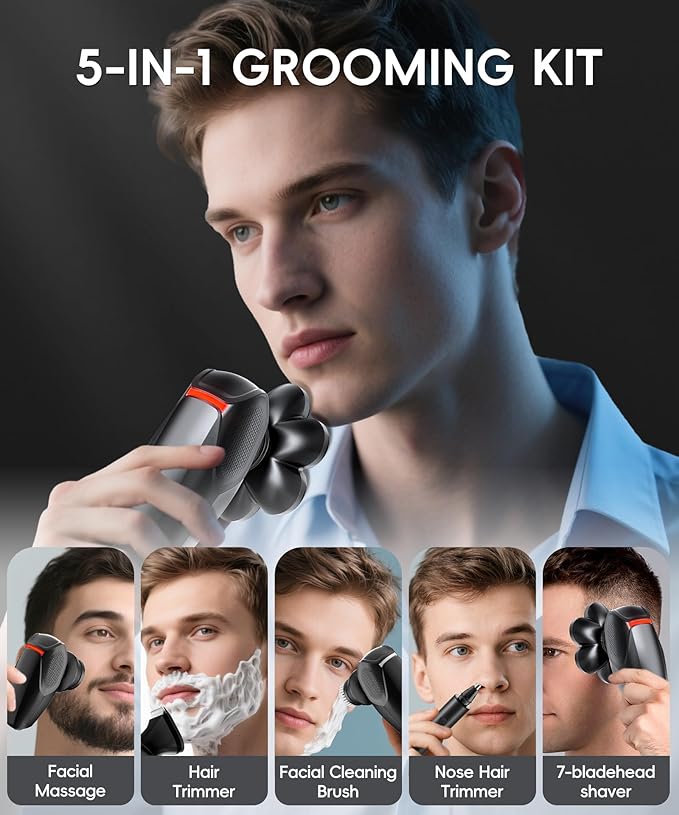 MAGELEBAZ Head Shavers for Bald Men: The Ultimate Bald Head Shaving Kit IPX8 USB-C Wet/Dry LED 7D Magnetic Razor