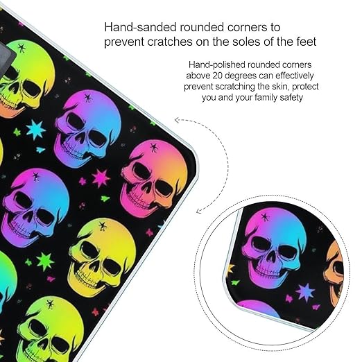 Women's Digital Bathroom Weighing Scale Automatic Switch Energy Saving Scale Smart Scale for Body Weight Neon Gothic Skulls