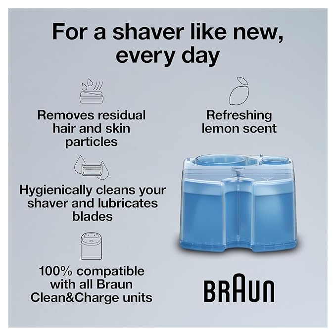 Braun Clean &amp Renew Refill Cartridges CCR Replacement Shaver Cleaner Liquid Solution for Clean&ampCharge System Pack of 10