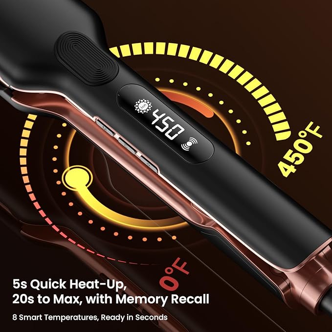 HITTIONA Flat Iron Hair Straightener – 1.75” Ceramic Infrared Ionic Flat Iron with 5s Fast Heat-Up Vibration Technology LCD Temp Control Dual Voltage Anti-Frizz Styling for All Hair Types