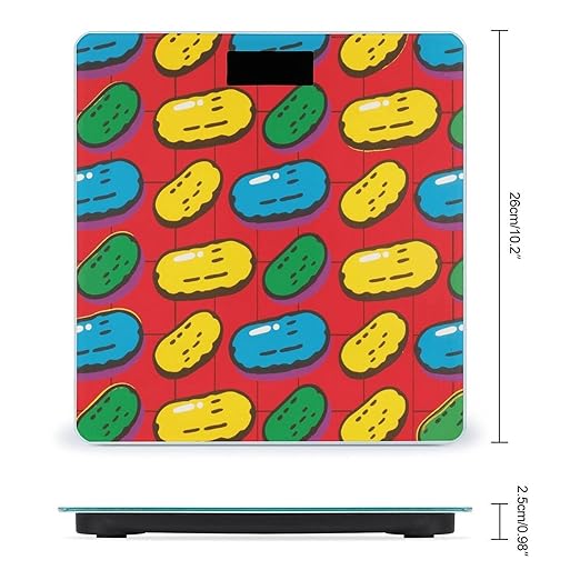 Dill Pickles Print Scale for Body Weight Sturdy Tempered Glass Weighing Scales with LCD Display Accurate Digital Bathroom Scale Convenient Body Fat Smart Scales Easy Read