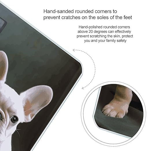 Digital Bathroom Scale for Body Weight Scale with Bright LCD Display High Accuracy Step-On Technology Auto On/Off French Bulldog Puppies Digital Scales 400 Lbs /180kg