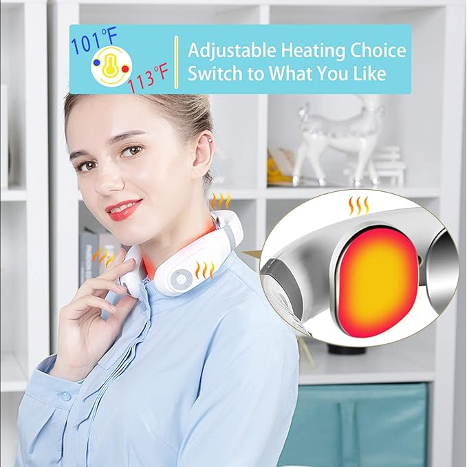 Neck Massager with Adjustable Heat Electric Massager 3 Massage Pads with Remote Control for Neck Pain Relief-Neck Stiff Circulation Device Alleviate Headache