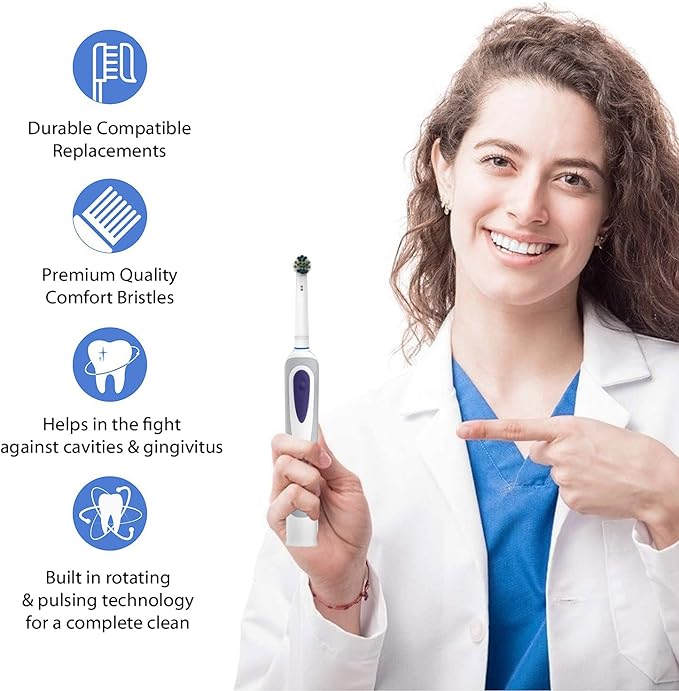 PÜRDENT Replacement Toothbrush Heads Compatible with Oral B &amp Braun Electric Toothbrushes (Multi-Color Cross Large Pack 16)