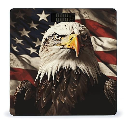 Digital Bathroom Scale for Body Weight Scale with Bright LCD Display High Accuracy Step-On Technology Auto On/Off Bald Eagle Flag Veterans Digital Scales 400 Lbs /180kg