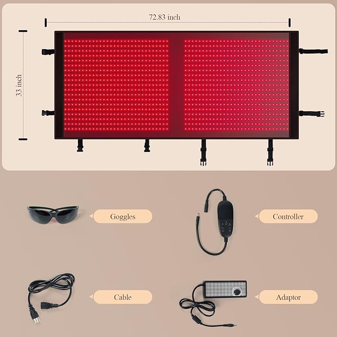 Red-Light Therapy Mat for Full Body: 67''X33'' Infrared Blanket - 660nm &amp 850nm Dual Wavelength with 1140pcs LEDs Pad Wrap Back Hip Knee Legs for Women for Home Use