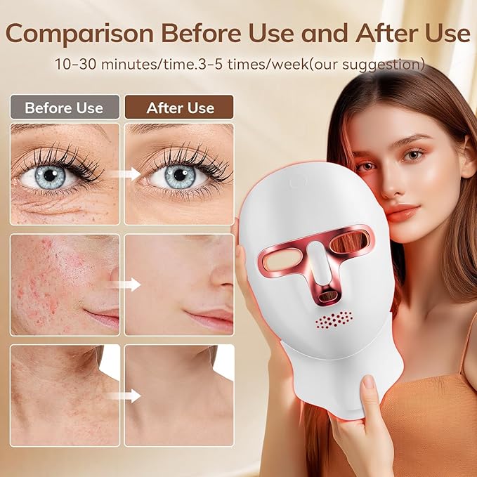 Red Light Therapy Mask for FaceCordless LED Face Mask Light TherapyUSB C RechargeableInfrared Lights Masks for Home Working Travel Yoga Sleep