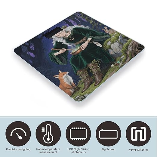 Forest Witch Weight Scale Large Bathroom Scales Digital Weight with Bright LED Display Non Slip Automatic Weighing Scale Fashion Weighing Machine for Body