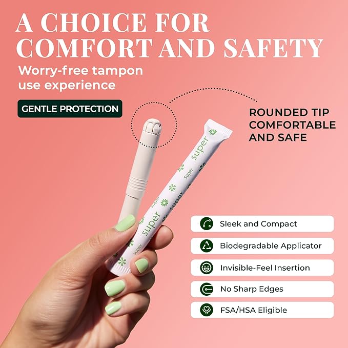 Tampon Tribe Regular Organic Tampons for Women | 96 Non-Toxic Tampons | Natural 100% Organic Cotton Hypoallergenic Metal and Chemical Free with Biodegradable Applicator | (96 Count - Regular)