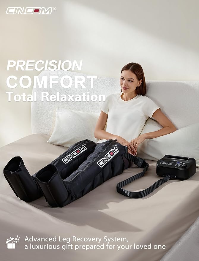 CINCOM Air Compression Recovery System - 6-Zone Professional Dynamic Pressure Leg Massager Boots for Circulation Improvement &amp Muscle Recovery Compression Therapy for Athletes FSA-HSA Eligible