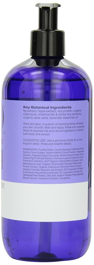 EO Shower Gel 16 Ounce (Pack of 2) French Lavender body wash made with Essential Oils for Men and Women