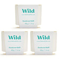 Wild Aluminum Free Refillable Deodorant - Fresh Cotton &amp Sea Salt Refill Trio Pack - 98% Natural Origin Derived Ingredients - Vegan Friendly Long Lasting Protection - Zero Single Use Plastic