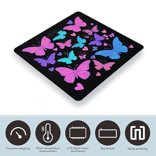 Smart Scale for Body Weight Digital Bathroom Weighing Scale Energy Saving Scale Trippy Goth Magic Butterfly