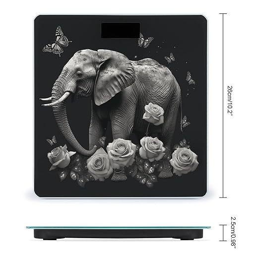 Elephant and Butterfly Scale for Body Weight Highly Accurate Digital Bathroom Scale Sturdy Tempered Glass Weighing Scales with LCD Display Fashion Body Fat Smart Scales 400lb