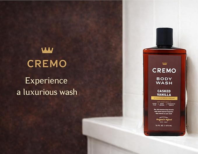 Cremo Body Wash Men Notes of Black Plum Warm Incense and Madagascar Vanilla Rich-Lathering Casked Vanilla 16 Fl Oz (Pack of 2)