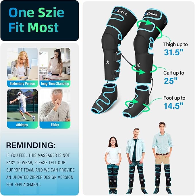 Leg Massager with Air Compression &amp Heat Calf &amp Foot Massager for Circulation and Pain Compression Boots with Video Wearing Guide Update Controller with 6 Modes &amp 3 Heating Levels Gift