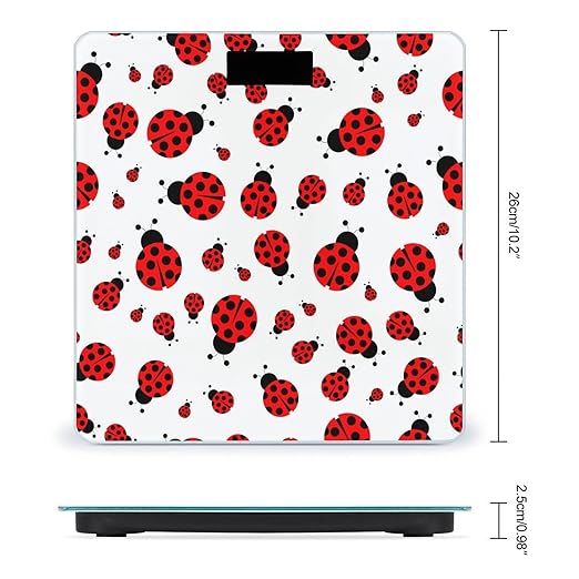 Ladybug Red Black Dots White Smart Square Scale with Digital Display for Bathroom Scale