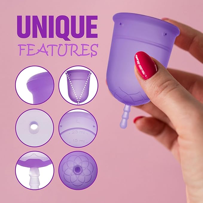 Venus Menstrual Cup (Period Cup for Women) - Best for Heavy Flow - 12 Hours Leak-Free Protection - 100% Medical-Grade Silicone Reusable Cup - Unique Design to Ease Your Period Cycle | Large