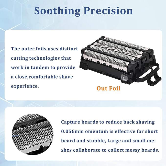 WES9032P Shaver Replacement Blades &amp Foil Compatible with Panasonic arc5 Shavers | Complete Replacement Kit for Models ES-LV9N ES-LV95 ES-LV65 ES-XLV9C(1 Foil+2 Cutters) (Arc5(1Foil+4Cutters))