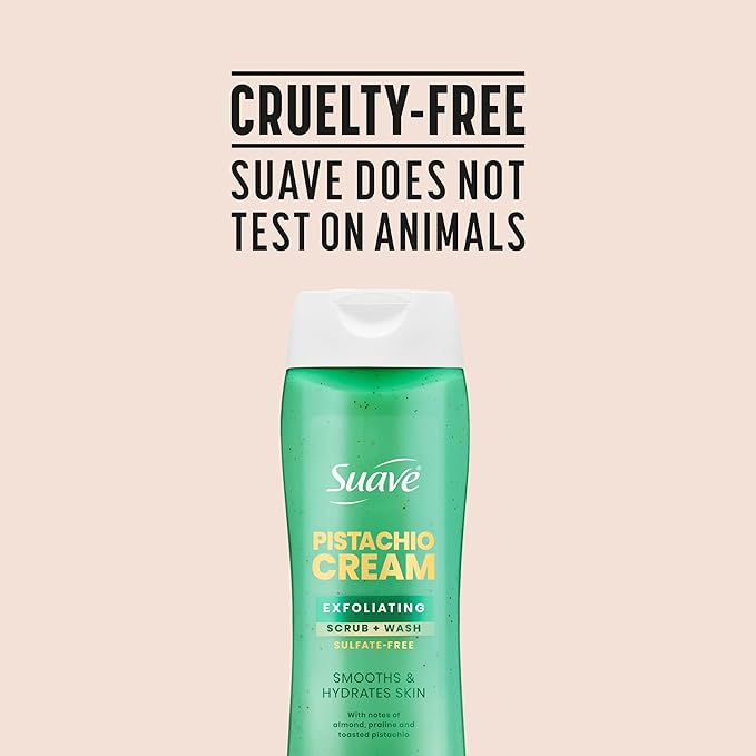 Suave Pistachio Cream Exfoliating Body Wash &amp Scrub with Glycerin &amp Vitamin E Sulfate-Free Hydrating Cleanser for Soft Smooth Skin 6 Count 18 FL OZ