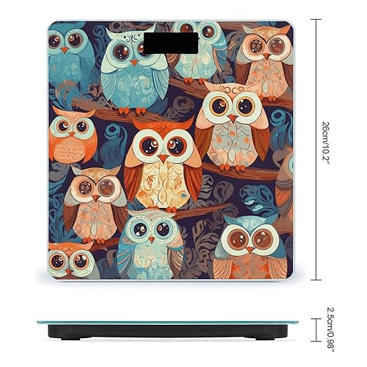 Anime Owl Bathroom Scale Large LCD Backlight Display Digital Scale Rounded Corners Body Scales Automatic Power On/Off Bathroom Scales for Home Bedrooms