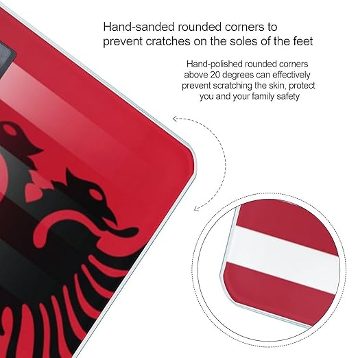 U.S.A. Albania Flag Digital Bathroom Scale for Body Weight Lighted LCD Display Round Corner