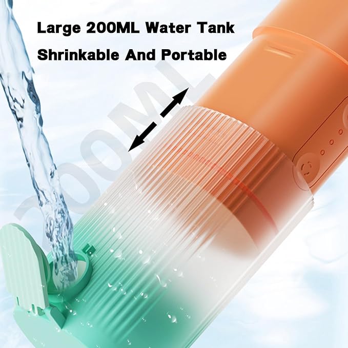 Retractable Cordless Oral IrrigatorWater Dental Flosser3 Modes and 4 Function Nozzles360° Rotation200ml Water TankUSB ChargingSuitable for Home/Travelling Use (White)