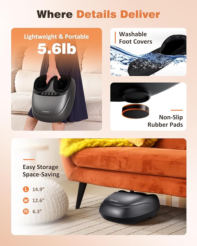 KNQZE Neck and Shoulder Massager with Heat Shiatsu Deep Kneading Foot Massager with Heat Compression