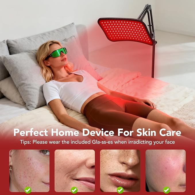 Red Light Therapy for Face and Body 660nm Red + 850nm Near-Infrared LED Light Therapy Device with Adjustable Stand Light Therapy for Face &amp Body at Home