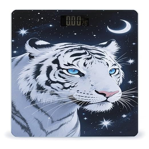 Tiger and Moon Weight Scale Large Bathroom Scales Digital Weight with Bright LED Display Non Slip Automatic Weighing Scale Fashion Weighing Machine for Body
