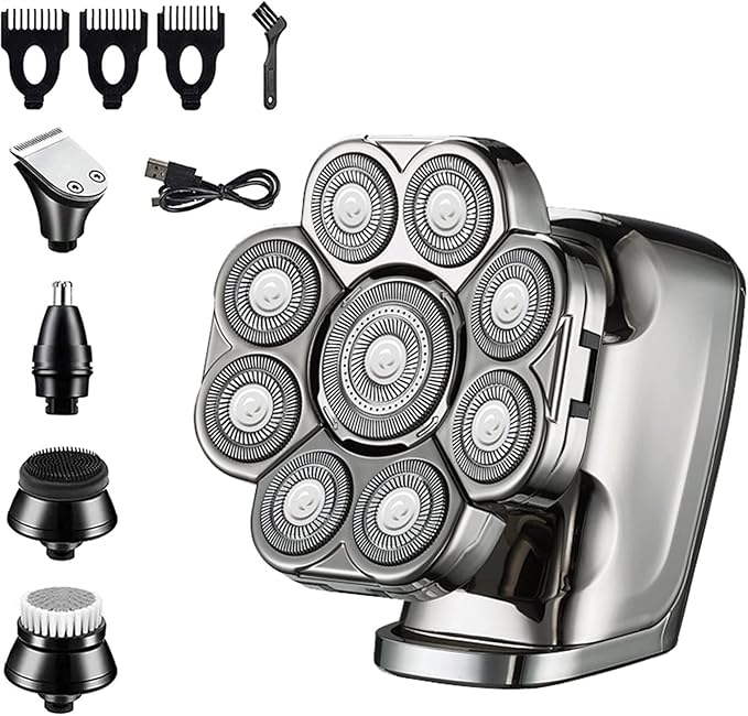 Head Shavers for Bald Men 9D Shaver for Bald Men 6-in-1 with Nose/Body Trimmer Floating Head Electric Shaver Wet/Dry LED Display Mens Grooming Kit