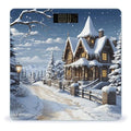 Christmas Winter Happy Scene Scale for Body Weight Safe Rounded Corners Tempered Glass Digital Bathroom Scale LED Display 400lb Capacity Weight Scales with High Precision Sensors