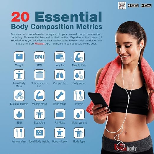 Smart Scale for Body Weight &amp Body Fat with Bluetooth App + Digital Body Measuring Tape – Body Composition Analyzer BMI Muscle Mass Bathroom Weight Scale for Fitness Tracking