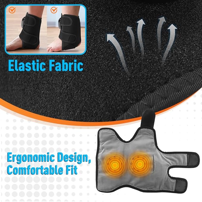 2-Pack Cordless Foot Massager for Neuropathy Foot and Ankle Massager Ankle Heating Pad with Massage 6 Heat Levels &amp 3 Massage Modes with Timer (Black)