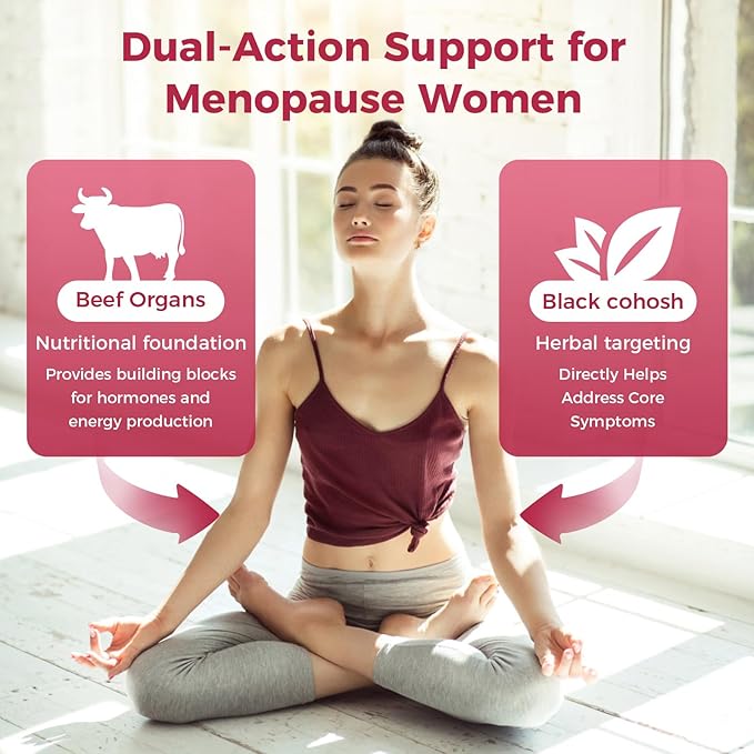 GREENPEOPLE Menopause Supplements for Women Gummies - 16-in-1 Dual Action Menopause Relief W/Black Cohosh Vitex Beef Organs for Hormone Balance Hot Flashes Night Sweats &amp Mood 60 CT (2 Packs)