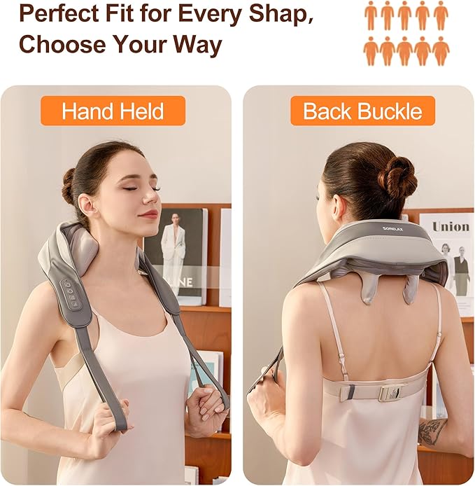 Neck Massager for Pain Relief Deep Tissue Shiatsu Neck and Back Massager With Heat Electric Massage Pillow for Shoulder Leg Body Muscle Pain Relief Gifts For Women Men Mom Dad (Grey【with bag】)