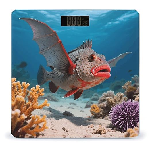 Red-lipped Batfish Scale for Body Weight Sturdy Tempered Glass Weighing Scales with LCD Display Accurate Digital Bathroom Scale Convenient Body Fat Smart Scales Easy Read