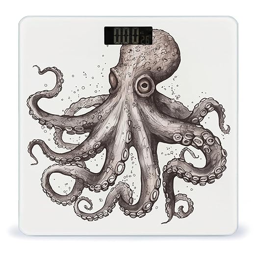 OctopusScale for Body Weight with LCD High Precision Weighing Scales Fashion Sturdy Tempered Glass Weight Scales Easy-to-Read Digital Bathroom Scale for Daily 400lb