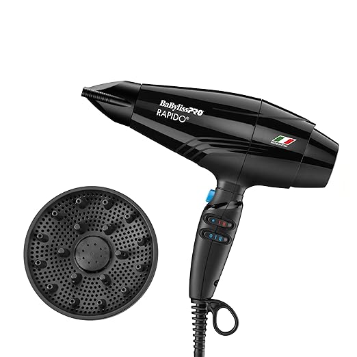 BaBylissPRO Hair Dryer Nano Titanium Rapido 2000-Watt Blow Dryer Hair Styling &amp Appliances Black BRAP1