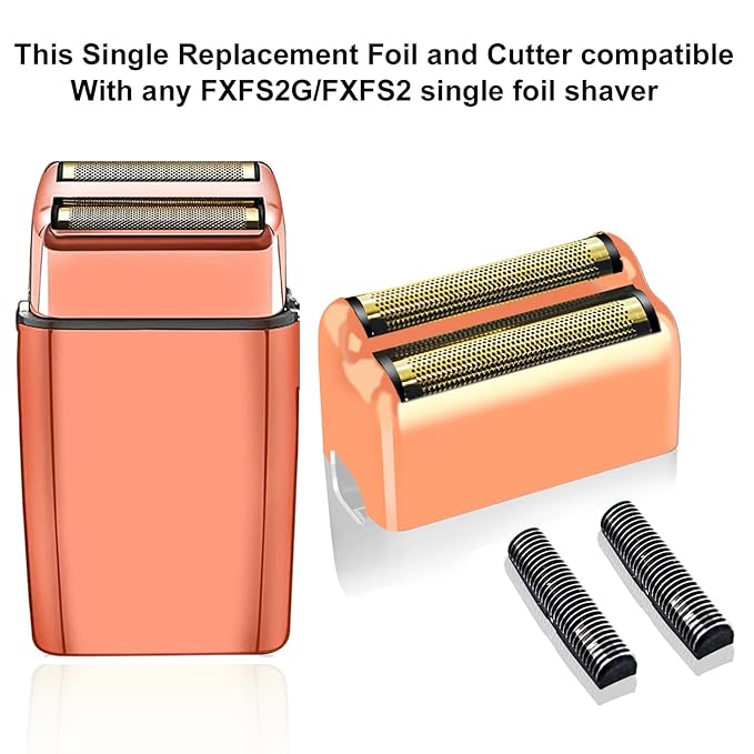 3 pack Professional Replacement Foil and Cutters for BaBylissPRO Barberology Double Foil Shaver Compatible with BaBylissPRO Barberology FXFS2 ShaverGoldRose Gold