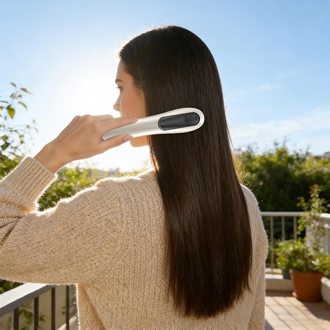 Hair Straightener Brush - Lightweight Hair Straightener Comb | 3 Temp Settings Rechargeable Styling Tools Streamlined Negative Ionic Comb for Home Outdoor Travel Vacation