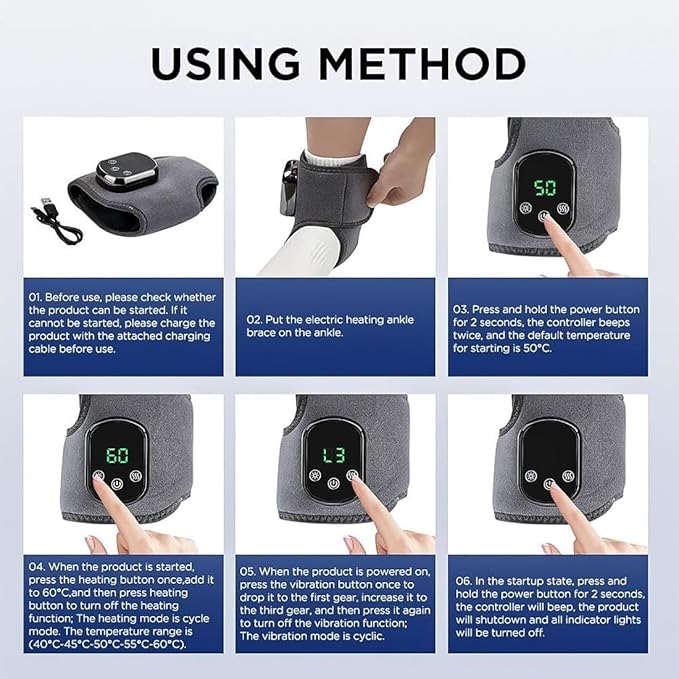 GDSAFS Foot Massager Cordless Portable Foot Triple Method Massager for Neuropathy 3 Vibration Grade &amp 5 Heat Grade for Achilles Tendinitis &amp Plantar Fasciitis Pain Relief (2PCS)